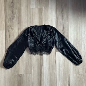 black satin button up